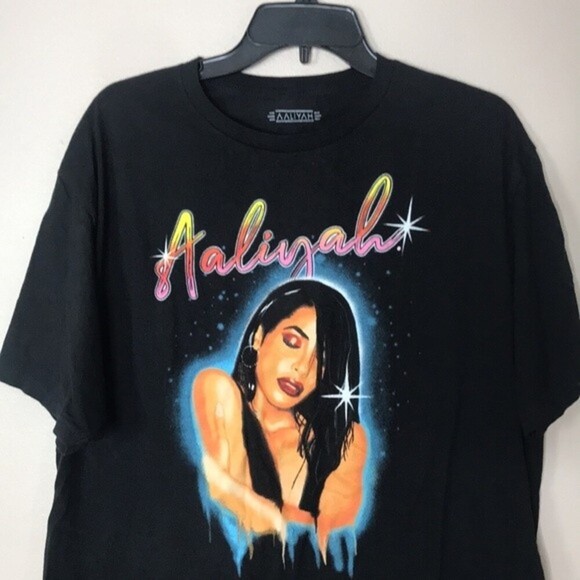 Aaliyah black graphic T-shirt size XL - Picture 2 of 9